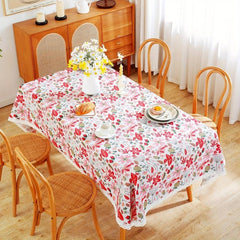 Chinese Flowers Tablecloth Cotton Blend for Party Picnic Dinner