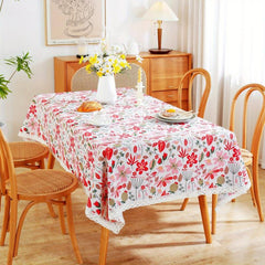 Chinese Flowers Tablecloth Cotton Blend for Party Picnic Dinner