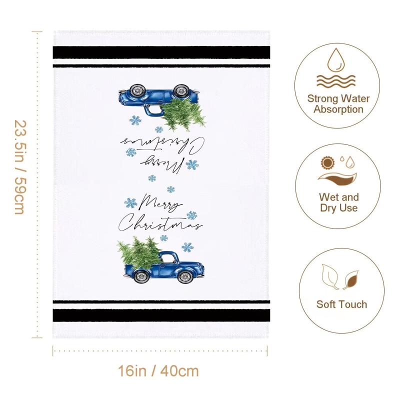 Christmas Kitchen Hand Towel Microfiber Xmas Theme Scouring Pad Dish Towel