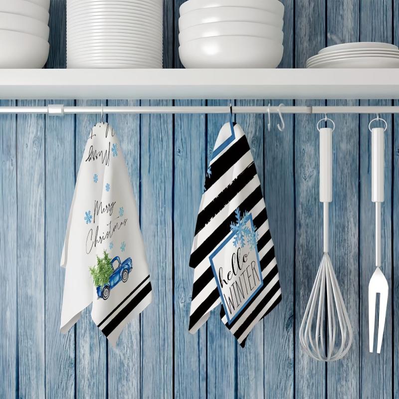 Christmas Kitchen Hand Towel Microfiber Xmas Theme Scouring Pad Dish Towel