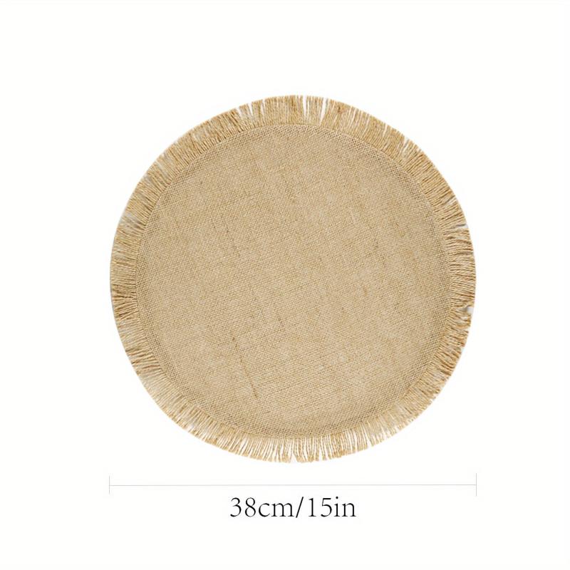 4pcs Natural Jute Tassel Placemats Round Linen Placemat