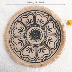 Jute Woven Placemat Washable Waterproof Anti-scalding Heat In