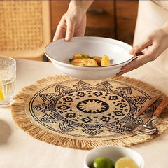Jute Woven Placemat Washable Waterproof Anti-scalding Heat In