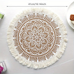 Jute Woven Placemat Washable Waterproof Anti-scalding Heat In