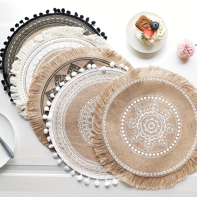 Jute Woven Placemat Washable Waterproof Anti-scalding Heat In