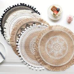 Jute Woven Placemat Washable Waterproof Anti-scalding Heat In