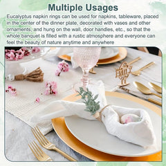6pcs Eucalyptus Wooden Napkin Rings Boho Leaf Wood Bead Farmhouse Spring