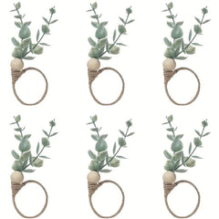 6pcs Eucalyptus Wooden Napkin Rings Boho Leaf Wood Bead Farmhouse Spring