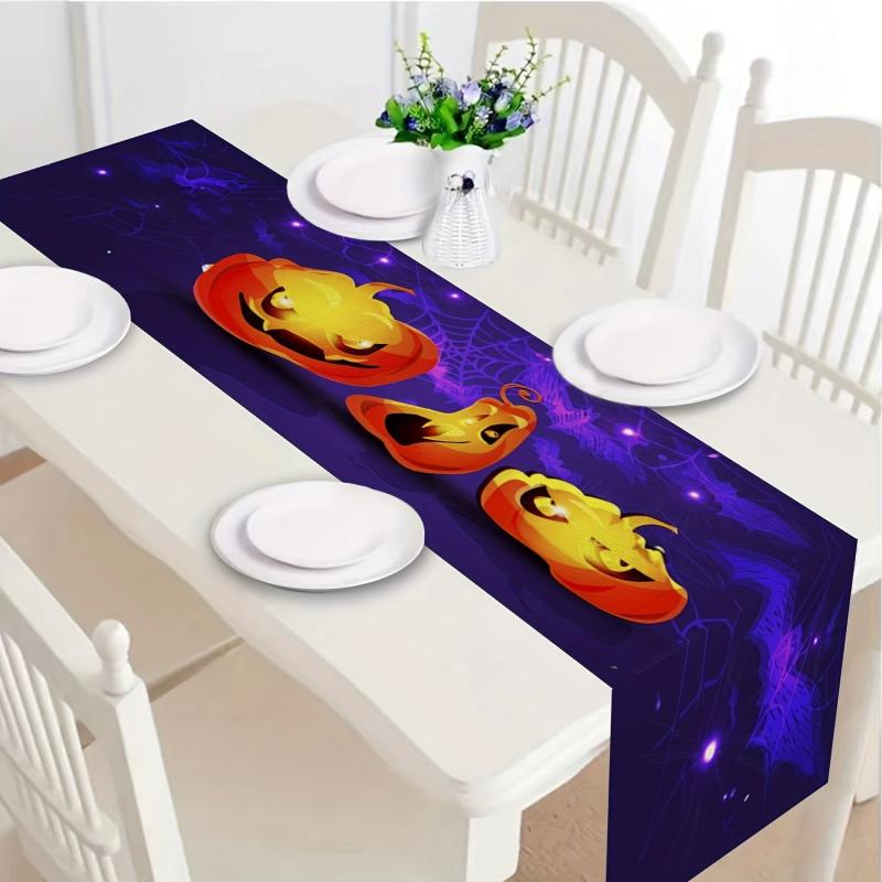 Halloween Pumpkin Horror Castle Table Runner