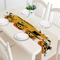 Halloween Pumpkin Horror Castle Table Runner