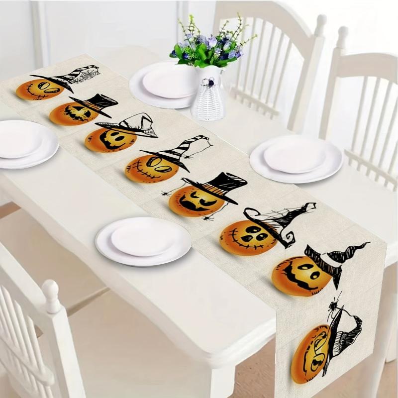 Halloween Pumpkin Horror Castle Table Runner