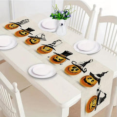 Halloween Pumpkin Horror Castle Table Runner