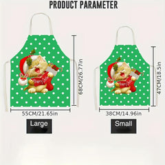 Polyester Apron Merry Christmas Cat Pattern Stain Resistant Sleeveless Cooking
