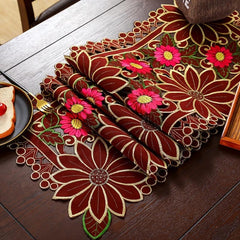 Polyester Table Runner Embroidered European Style Tablecloth Solid Cover