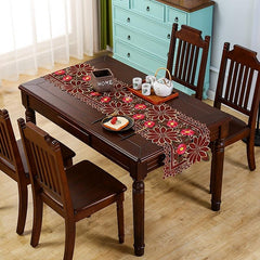 Polyester Table Runner Embroidered European Style Tablecloth Solid Cover