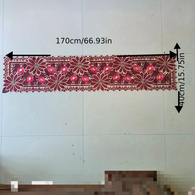 Polyester Table Runner Embroidered European Style Tablecloth Solid Cover