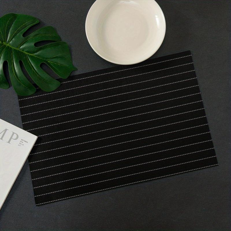 Woven Striped Placemats Set of 12 Washable Reusable Anti-fouling Table Mats