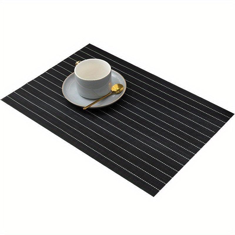 Woven Striped Placemats Set of 12 Washable Reusable Anti-fouling Table Mats