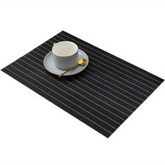 Woven Striped Placemats Set of 12 Washable Reusable Anti-fouling Table Mats