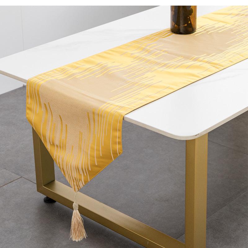Polyester Table Runner American Tassel Jacquard Decoration Table Cloth