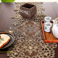 European Embroidered Table Runner Rectangle Polyester Fabric Table Cover