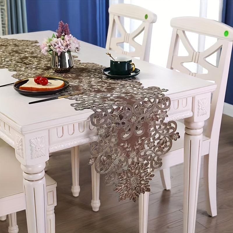 European Embroidered Table Runner Rectangle Polyester Fabric Table Cover