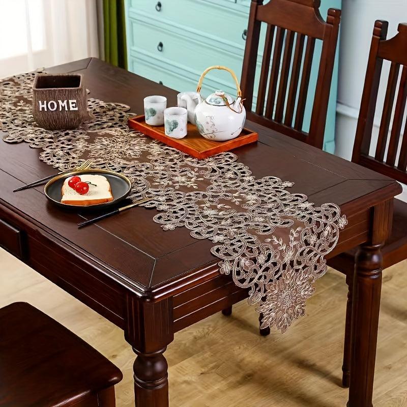 European Embroidered Table Runner Rectangle Polyester Fabric Table Cover