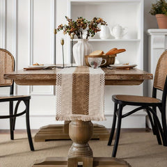 Polyester Blend Table Runner with Fringe and Tassels