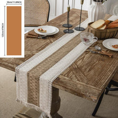 Polyester Blend Table Runner with Fringe and Tassels
