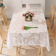Lace Flower And Bird Tablecloth Rectangular Table Decoration Weeding Birthday