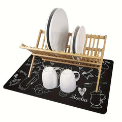 1pc Dish Drying Pad Kitchen Countertop Absorbent Pad