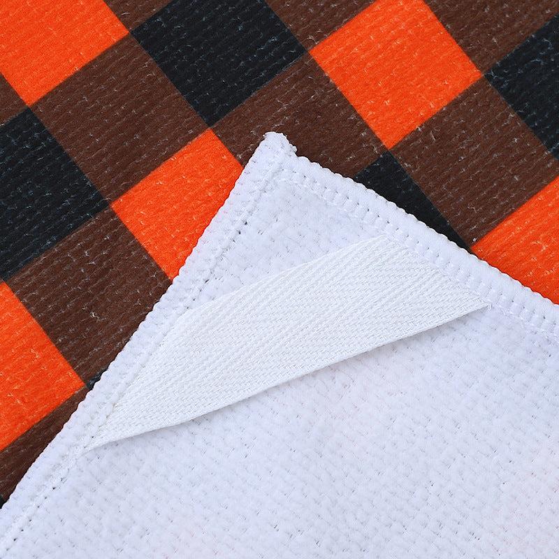 2pcs Halloween Hand Towels Orange Plaid Design Microfiber Pumpkin Dish Towels