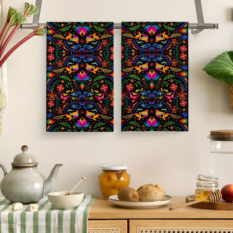 2pcs Microfiber Geometric Pattern Hand Towels