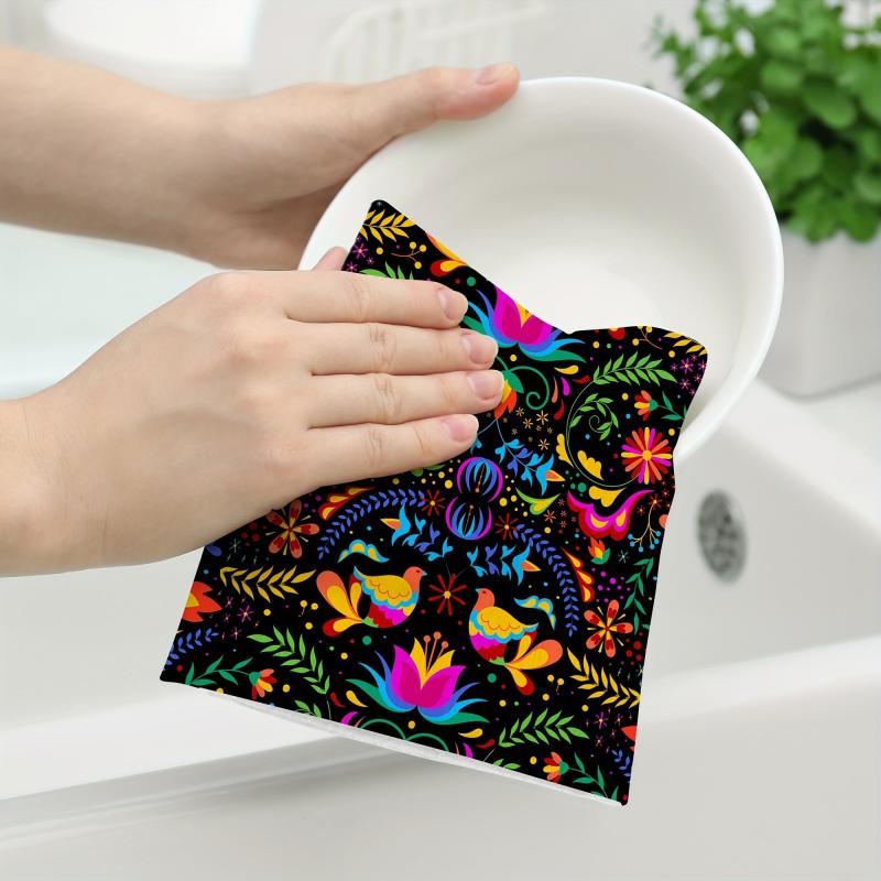 2pcs Microfiber Geometric Pattern Hand Towels