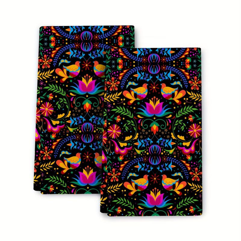 2pcs Microfiber Geometric Pattern Hand Towels