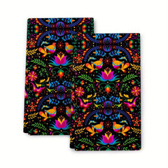 2pcs Microfiber Geometric Pattern Hand Towels