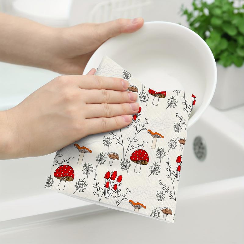 2pcs Cat Pattern Hand Towels Microfiber Dish Cloths