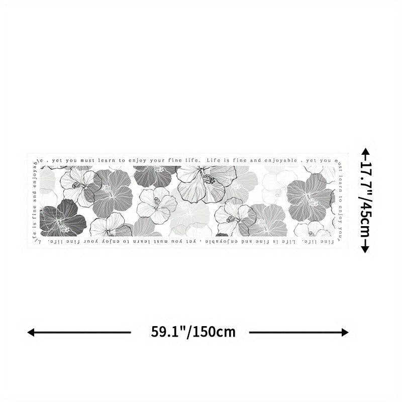 Comfortable Floral Leather Kitchen Rug Non Slip Waterproof