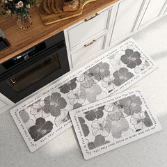 Comfortable Floral Leather Kitchen Rug Non Slip Waterproof