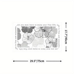 Comfortable Floral Leather Kitchen Rug Non Slip Waterproof