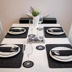 6pcs Felt Placemat Coaster Set Non-slip Heat Insulation Pad Home Decor