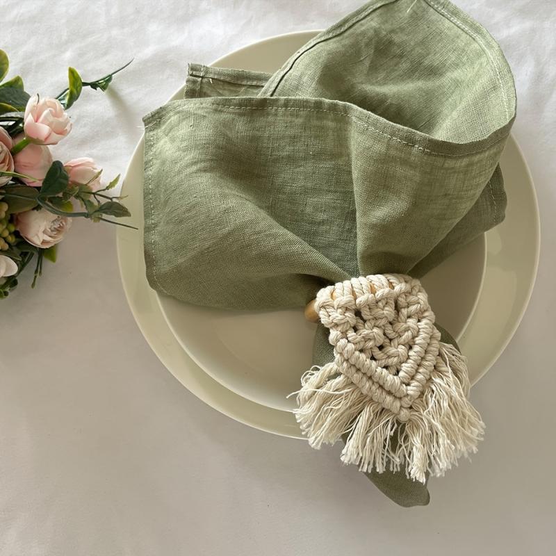 6pcs Plain Linen Napkins Absorbent Skin-Friendly Table Decor