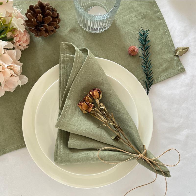 6pcs Plain Linen Napkins Absorbent Skin-Friendly Table Decor