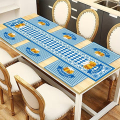 Plaid Geometric Table Runner Set - 4pcs Polyester Table Runner Placemats