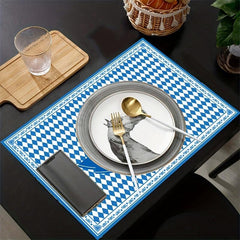 Plaid Geometric Table Runner Set - 4pcs Polyester Table Runner Placemats