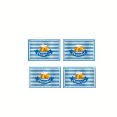 Plaid Geometric Table Runner Set - 4pcs Polyester Table Runner Placemats