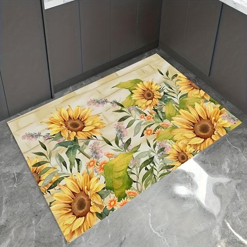 Sunflower Print Kitchen Mat Anti Slip Bathroom Carpet Absorbent Bath Mat