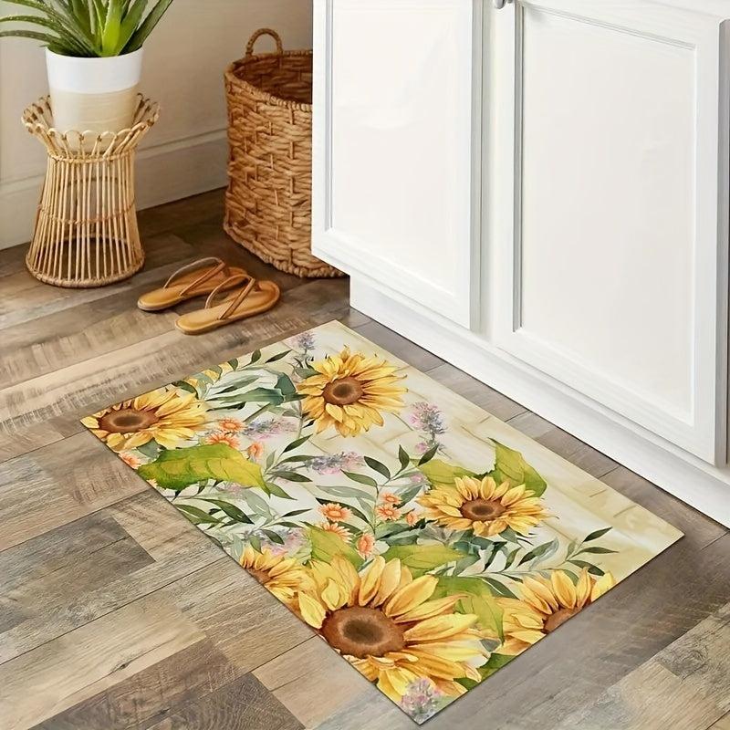 Sunflower Print Kitchen Mat Anti Slip Bathroom Carpet Absorbent Bath Mat