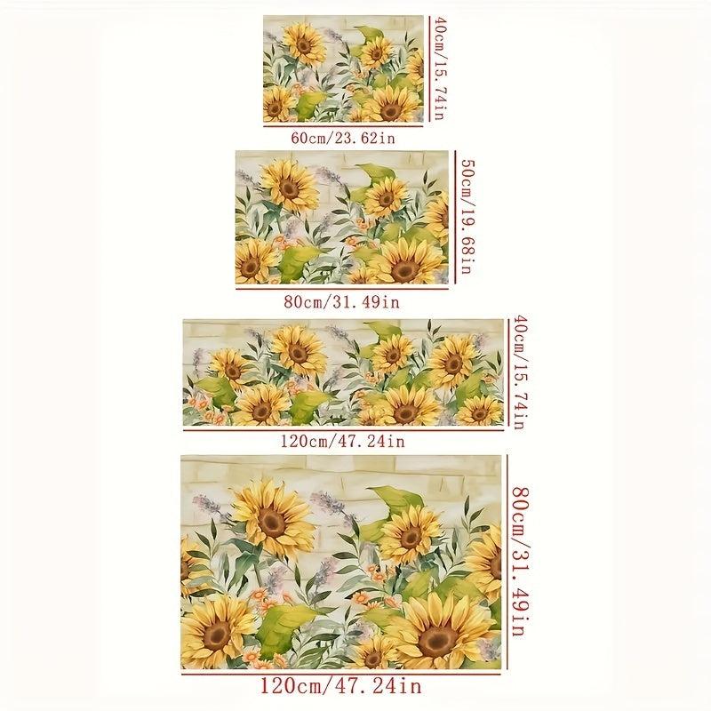 Sunflower Print Kitchen Mat Anti Slip Bathroom Carpet Absorbent Bath Mat