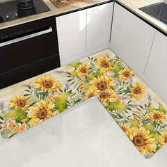Sunflower Print Kitchen Mat Anti Slip Bathroom Carpet Absorbent Bath Mat